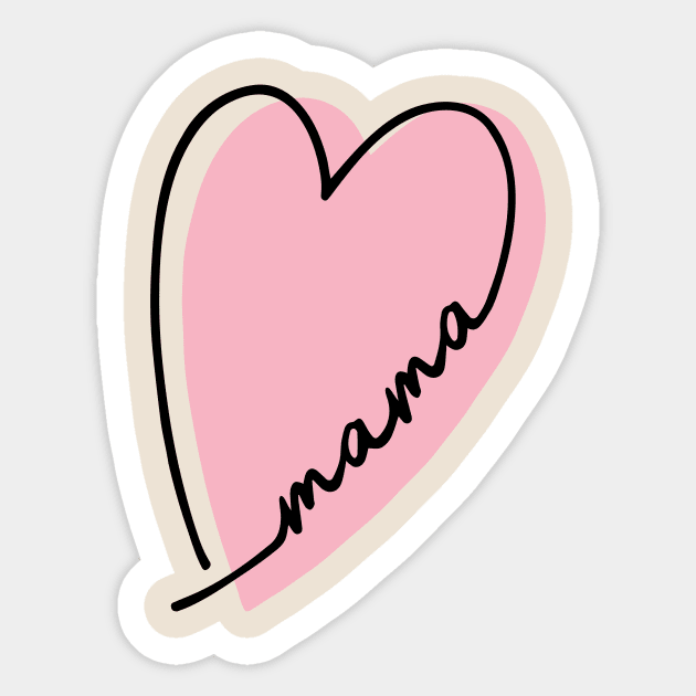 pink heart mama design line art heart letters mothers day gift for moms Sticker by B*Shoppe